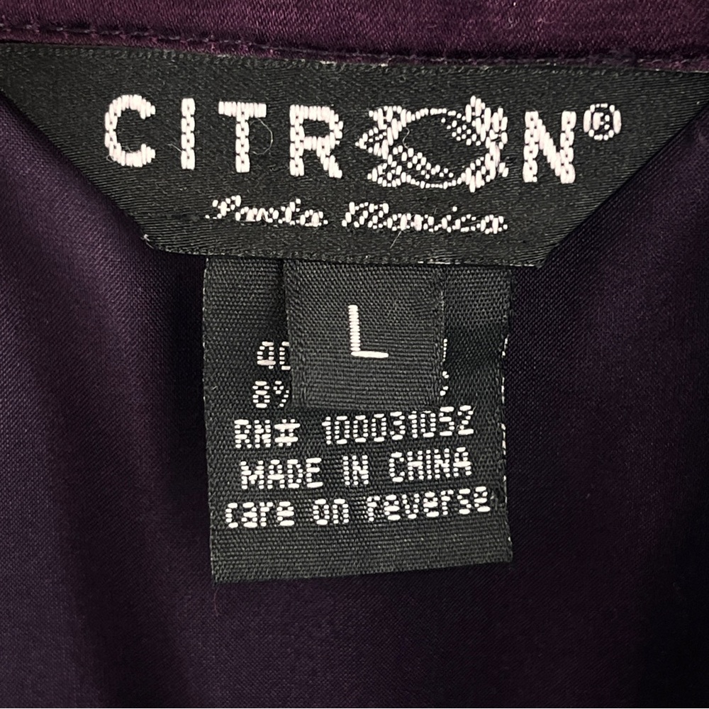 CITRON Santa Monica Floral Silk Cotton Topper Tunic Black Purple Floral Sz M/L - Picture 12 of 14